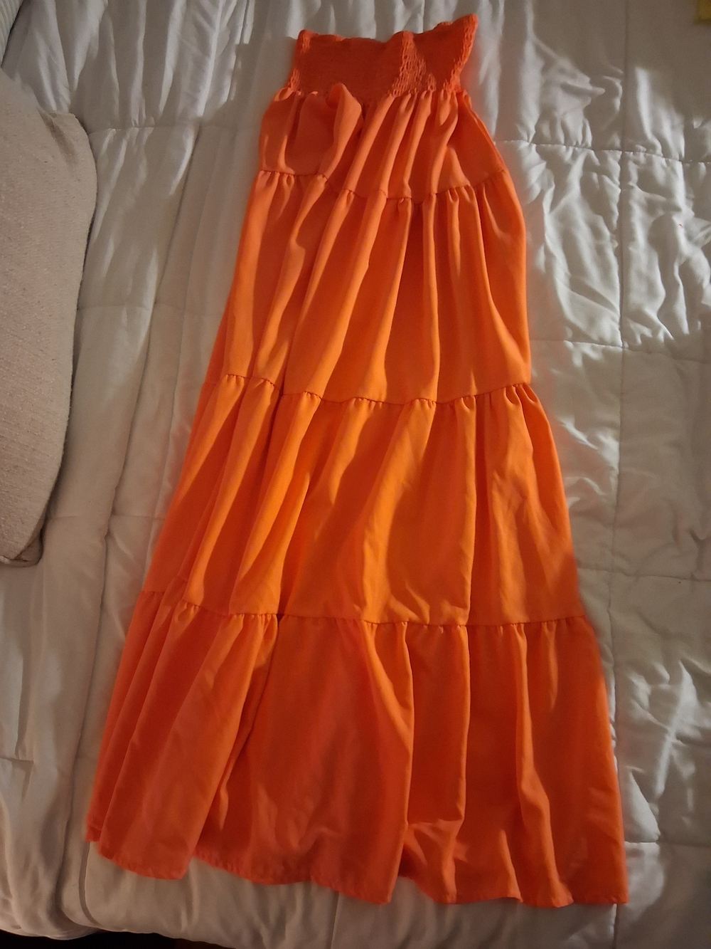 Orange Tiered Maxi Skirt - Women